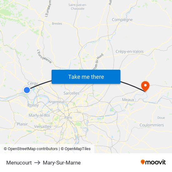 Menucourt to Mary-Sur-Marne map