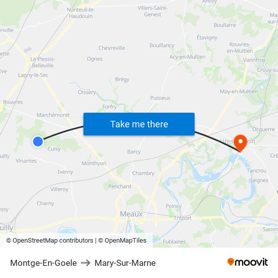 Montge-En-Goele to Mary-Sur-Marne map