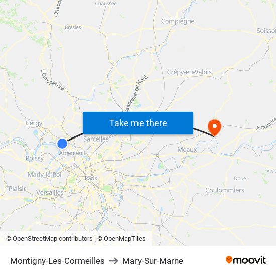 Montigny-Les-Cormeilles to Mary-Sur-Marne map