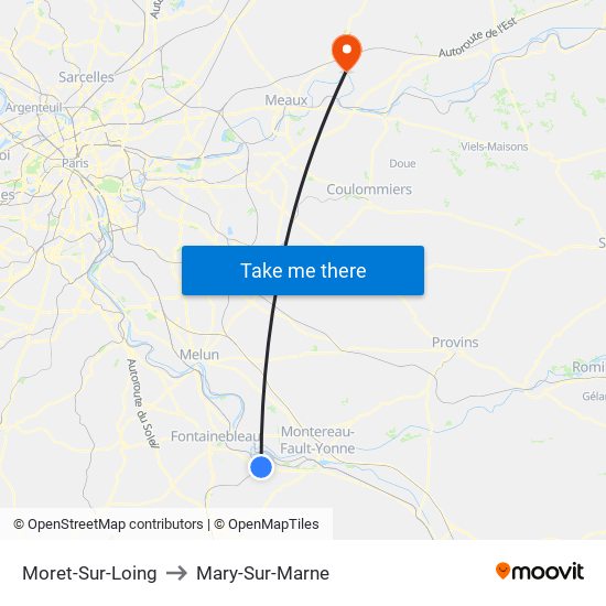 Moret-Sur-Loing to Mary-Sur-Marne map