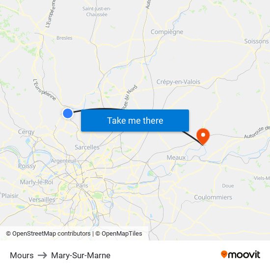 Mours to Mary-Sur-Marne map