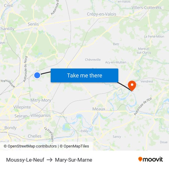 Moussy-Le-Neuf to Mary-Sur-Marne map