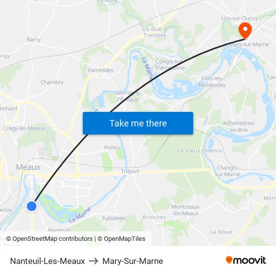 Nanteuil-Les-Meaux to Mary-Sur-Marne map