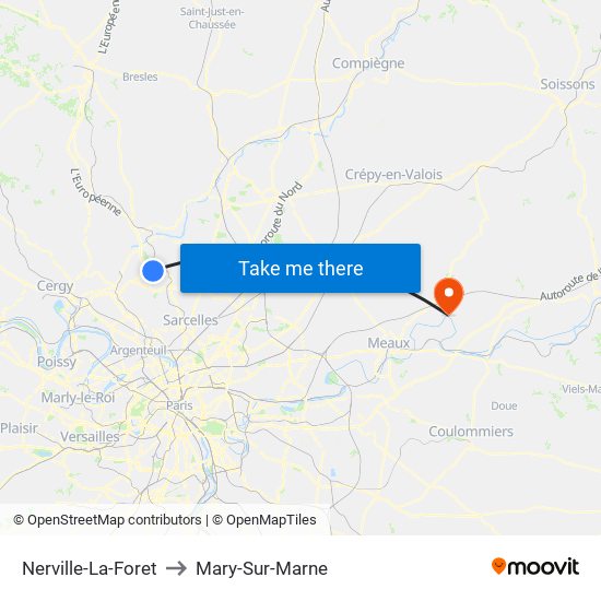 Nerville-La-Foret to Mary-Sur-Marne map