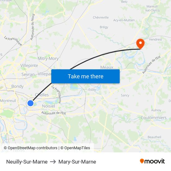Neuilly-Sur-Marne to Mary-Sur-Marne map