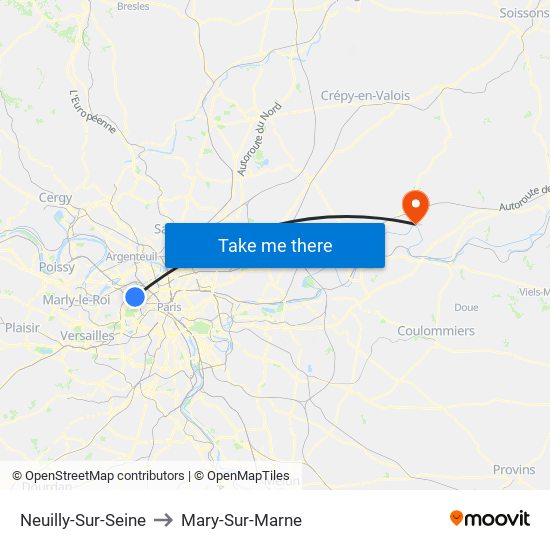 Neuilly-Sur-Seine to Mary-Sur-Marne map