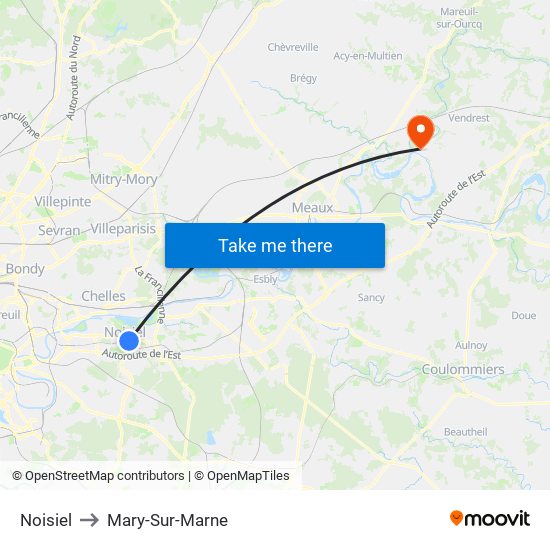 Noisiel to Mary-Sur-Marne map