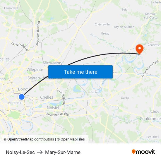 Noisy-Le-Sec to Mary-Sur-Marne map