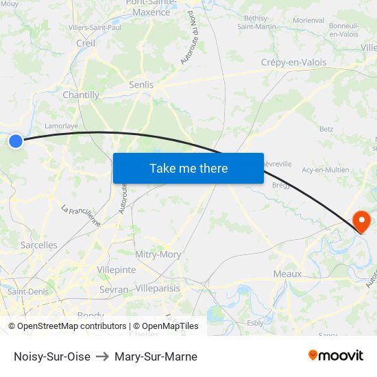 Noisy-Sur-Oise to Mary-Sur-Marne map