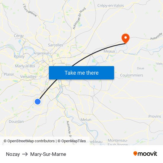 Nozay to Mary-Sur-Marne map