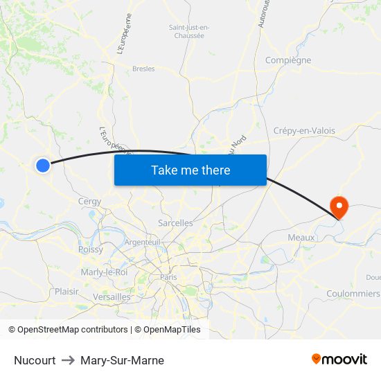 Nucourt to Mary-Sur-Marne map