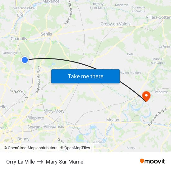 Orry-La-Ville to Mary-Sur-Marne map