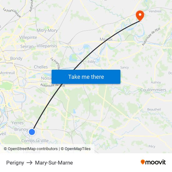 Perigny to Mary-Sur-Marne map