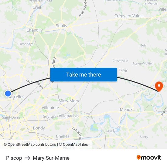 Piscop to Mary-Sur-Marne map