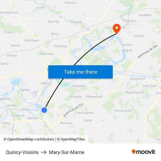 Quincy-Voisins to Mary-Sur-Marne map