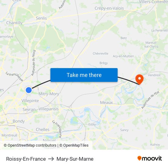 Roissy-En-France to Mary-Sur-Marne map
