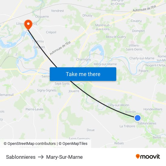 Sablonnieres to Mary-Sur-Marne map