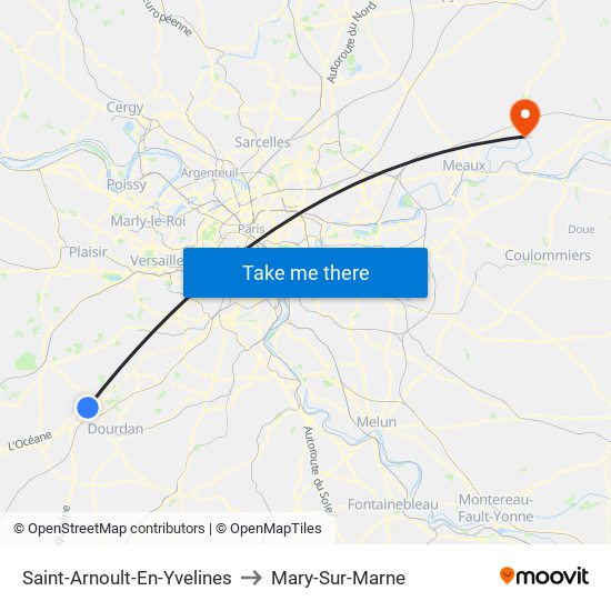 Saint-Arnoult-En-Yvelines to Mary-Sur-Marne map