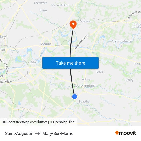 Saint-Augustin to Mary-Sur-Marne map