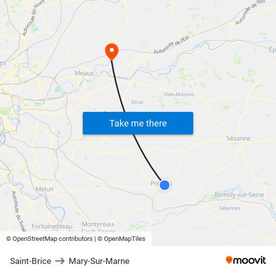 Saint-Brice to Mary-Sur-Marne map