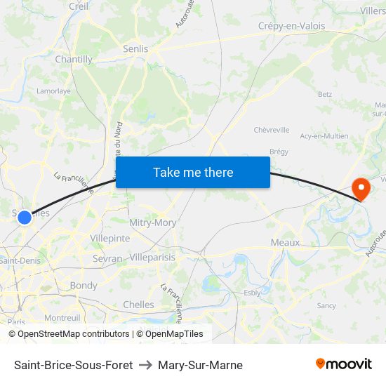 Saint-Brice-Sous-Foret to Mary-Sur-Marne map