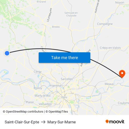 Saint-Clair-Sur-Epte to Mary-Sur-Marne map