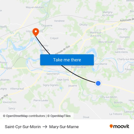 Saint-Cyr-Sur-Morin to Mary-Sur-Marne map