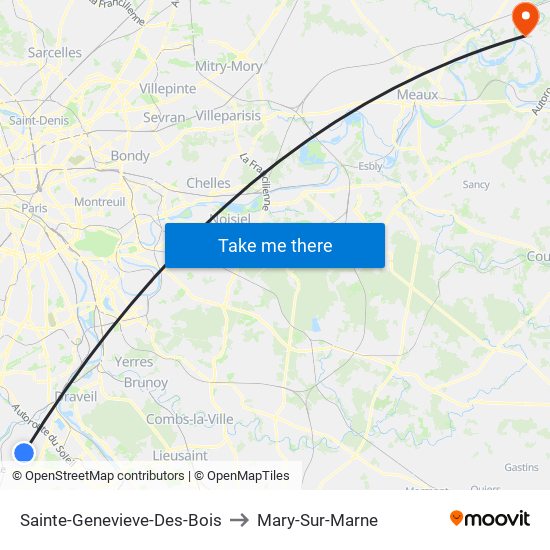 Sainte-Genevieve-Des-Bois to Mary-Sur-Marne map