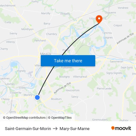 Saint-Germain-Sur-Morin to Mary-Sur-Marne map