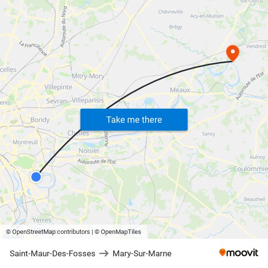 Saint-Maur-Des-Fosses to Mary-Sur-Marne map