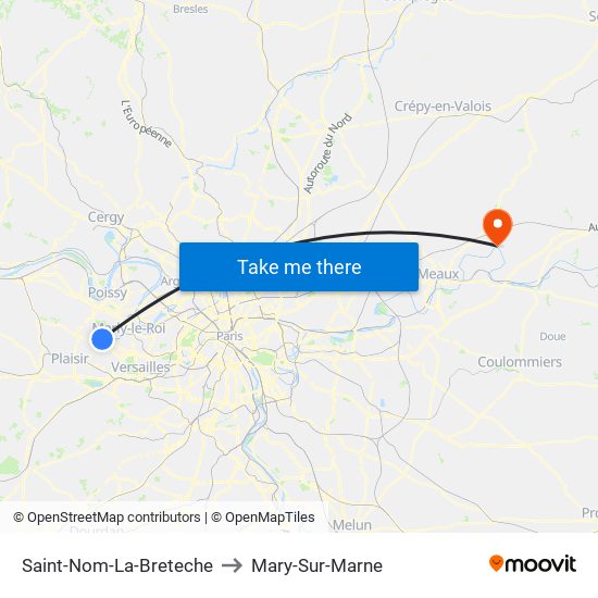 Saint-Nom-La-Breteche to Mary-Sur-Marne map
