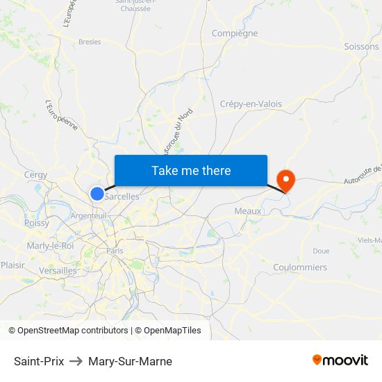 Saint-Prix to Mary-Sur-Marne map