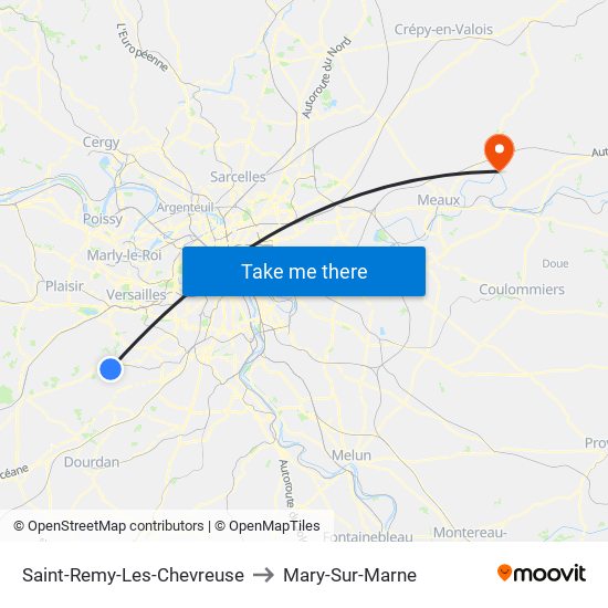 Saint-Remy-Les-Chevreuse to Mary-Sur-Marne map