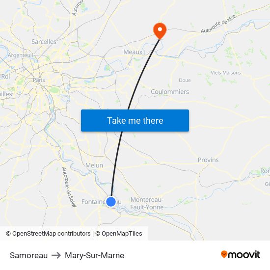 Samoreau to Mary-Sur-Marne map