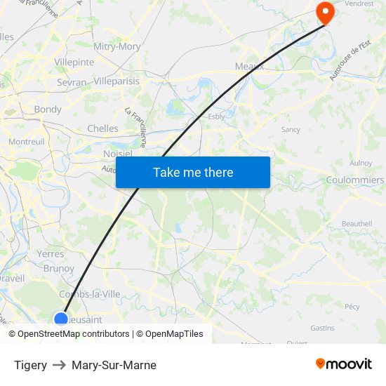 Tigery to Mary-Sur-Marne map