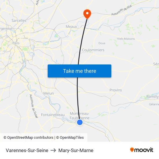Varennes-Sur-Seine to Mary-Sur-Marne map