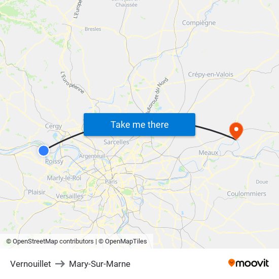 Vernouillet to Mary-Sur-Marne map