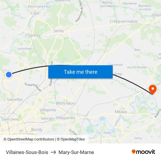 Villaines-Sous-Bois to Mary-Sur-Marne map