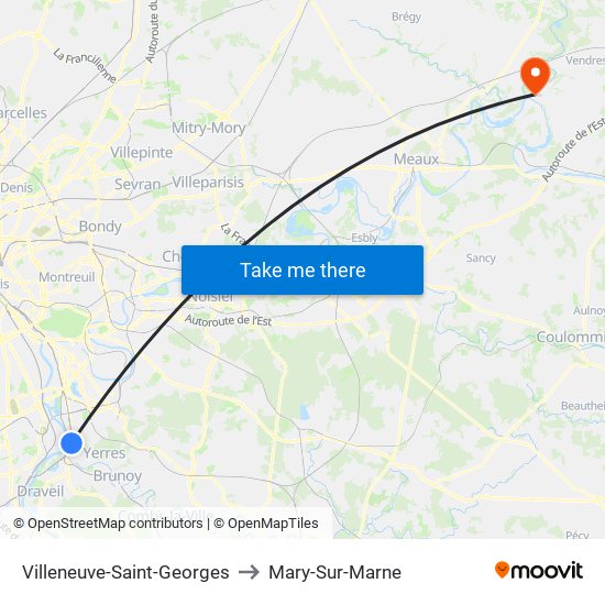 Villeneuve-Saint-Georges to Mary-Sur-Marne map