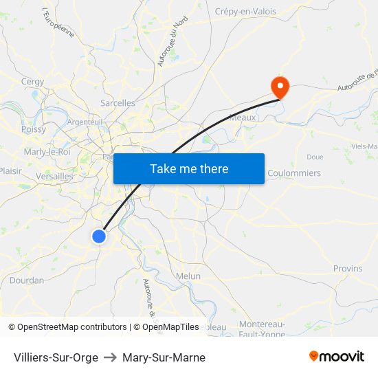 Villiers-Sur-Orge to Mary-Sur-Marne map