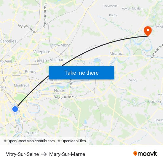 Vitry-Sur-Seine to Mary-Sur-Marne map