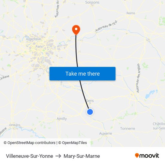 Villeneuve-Sur-Yonne to Mary-Sur-Marne map