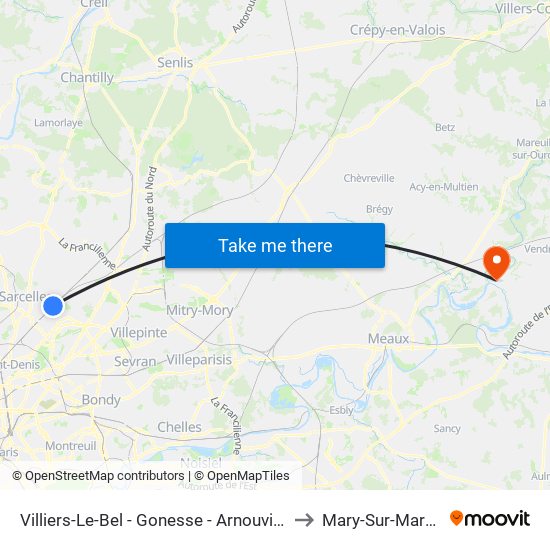 Villiers-Le-Bel - Gonesse - Arnouville to Mary-Sur-Marne map