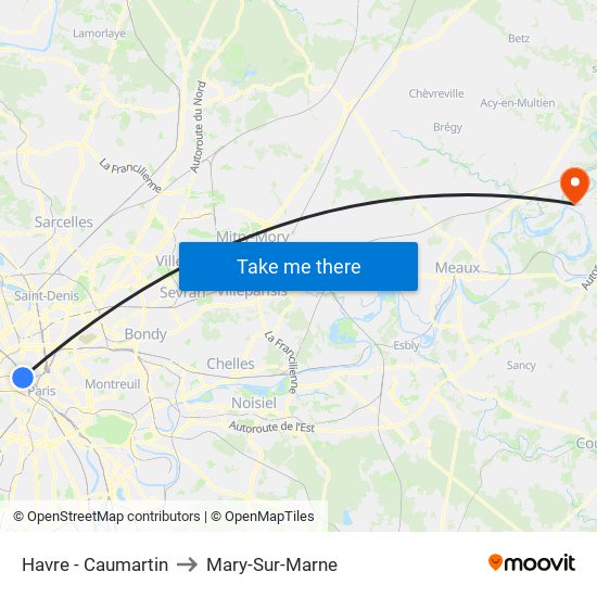 Havre - Caumartin to Mary-Sur-Marne map
