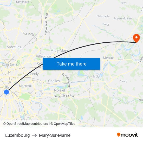Luxembourg to Mary-Sur-Marne map