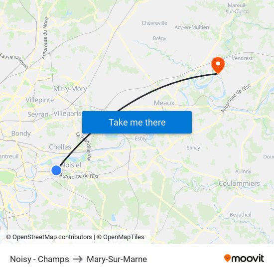 Noisy - Champs to Mary-Sur-Marne map
