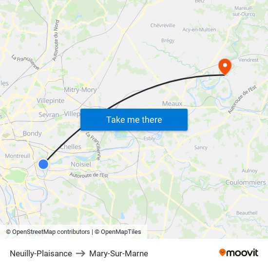Neuilly-Plaisance to Mary-Sur-Marne map