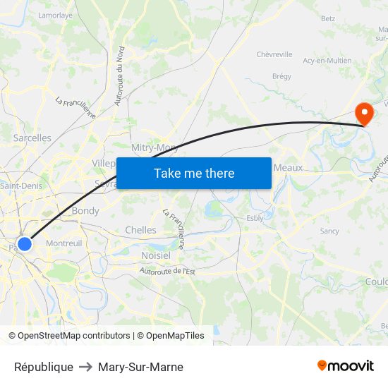République to Mary-Sur-Marne map