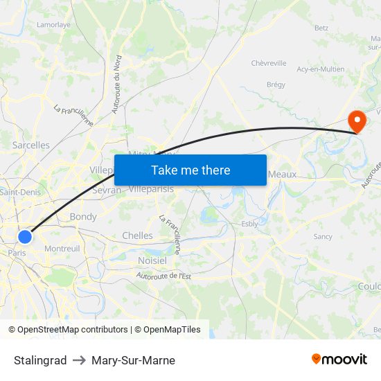 Stalingrad to Mary-Sur-Marne map