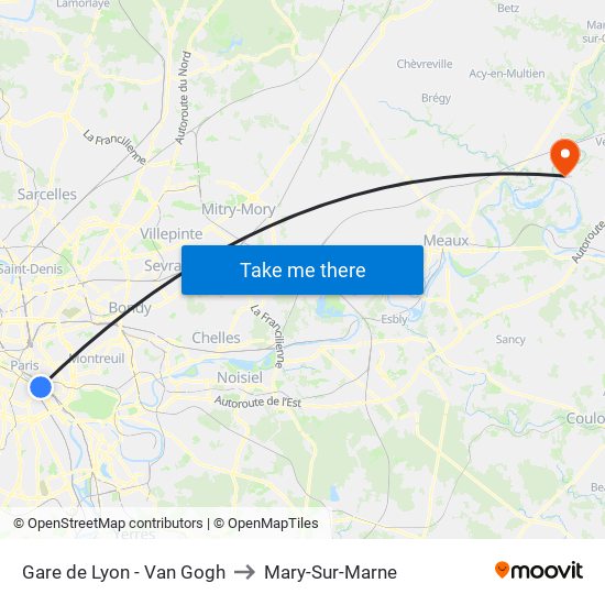 Gare de Lyon - Van Gogh to Mary-Sur-Marne map